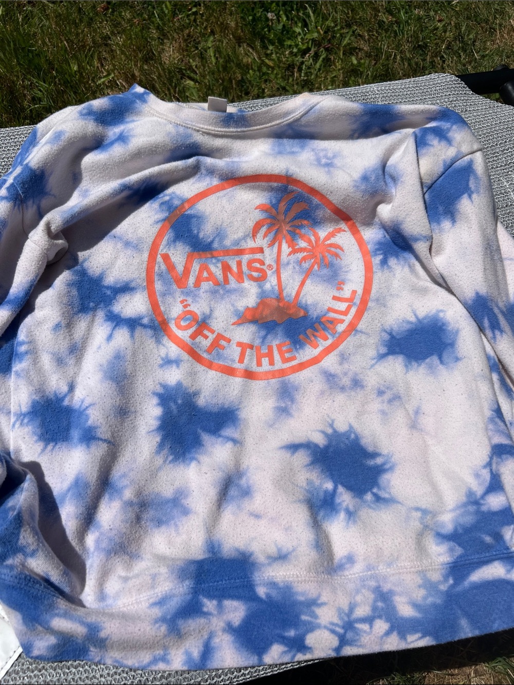 Vans Tie-Dye Pullover Sweatshirt in White, Blue & Orange